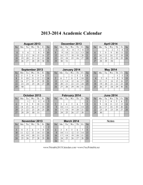 2013-2014 Academic Calendar Calendar