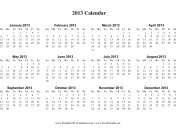 2013 Calendar on one page (horizontal) calendar