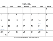 June 2013 Calendar calendar