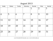 August 2013 Calendar calendar