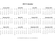 2013 Calendar (horizontal, descending) calendar