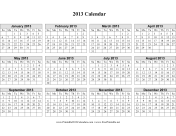 2013 Calendar on one page (horizontal grid) calendar