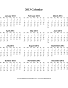 2013 Calendar on one page (vertical) calendar
