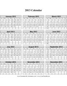 2013 Calendar on one page (vertical grid) calendar