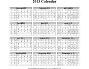 2013 Calendar on one page (vertical, week starts on Monday) calendar